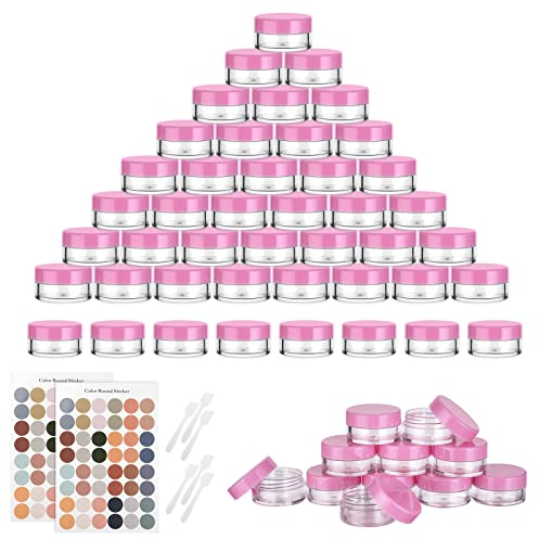 Flintronic Contenitori da Viaggio, 64 Pezzi 5ml , Vasetti Plastica , Trasparente, con Tappo per Cosmetici/Crema/Perline