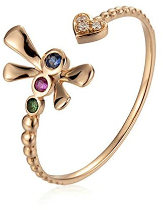 Diamantring, Verlobungsringe Roségold 18 Karat Roségold Weiß Rundschliff 0.017ct Herz Libelle Eheringe Hochzeit Geschenke für Frauen Größe 62 (19.7)
