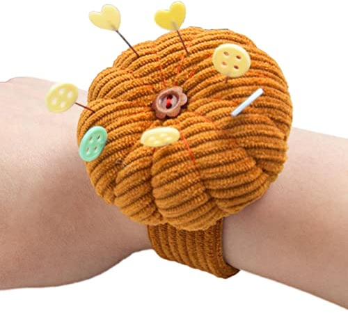 Rainao Nadelkissen-Armband - Nadelkissen in Kürbisform | Pop Ring Nadelkissen, Nadelkissen zum Nähen mit verstellbarem Gummiband für alle Handgelenkgrößen