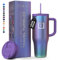 1.2L Insulated Tumbler with Straw Lid and Handle - Cold 20hrs & Hot 5hrs Drinks - Double-Walled Stainless Steel Leakproof Travel Mug - Cupholder Friendly Thermal Cup Coffee Flask