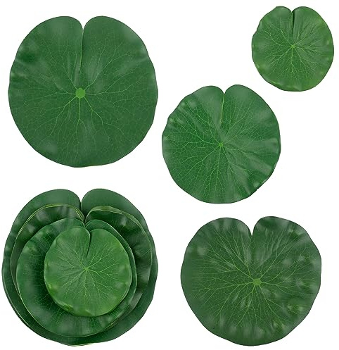 Framendino, 20 Pack Artificial Lily Pads Fake Floating Leaves Lotus Water for Decor