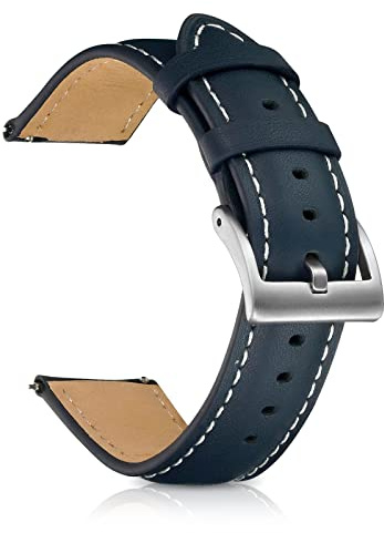 KeHowy Leder Armband 20mm 22mm für Garmin/Huawei/Samsung/Amazfit/Xiaomi | Herren und Damen Elegantes Weich und Bequem Leder Edelstahlschnalle Uhrenarmbänder für 20mm/22mm (22mm, Blau)