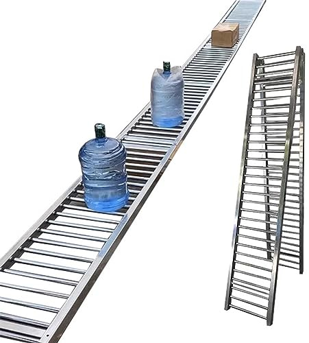 YJEUZCD Schwerkraftförde Rollenbahn, Rollenbahnrutschen Ohne Antrieb, Anti-Rost Verzinkter Stahl Rollen Rahmen, Lagerhäuser Entladung Transportkoffer Rollenlinie Entladerolle (Farbe : Silver-(W) 40cm