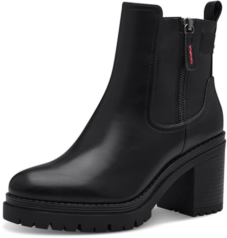 s.Oliver Damen Stiefeletten mit Absatz mit Reißverschluss Vegan, Schwarz (Black), 41 EU