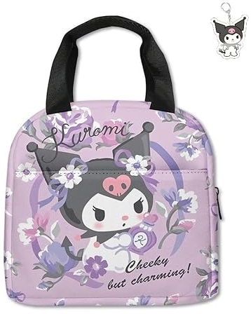 AII Lover Bolsa de almuerzo japonesa Kawaii con llavero, bonita lonchera portátil con aislamiento, bolsa térmica para adolescentes y estudiantes (A)