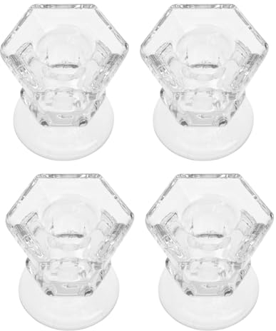 TOPBATHY 4pcs Glass Candlestick Decor for Home Dining Table Creative Candleholder for Desktop Glass Craft Candle Holder for Restaurant Window Display