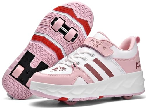 Skateboardskor flicka pojke rullskridskor rullskor barn flickor rullskridskor sneakers 2-i-1 sportskor med hjul, Wow V20, 35 EU