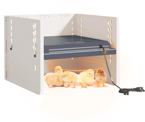 Domigard Plaque Chauffante pour Poussins, Chauffage Poussin avec Hauteur et Angle Réglables, Poussin Lampe Chauffante de Remplacement avec Thermostat, 27.5 x 26.5 x 21 cm (Noir)