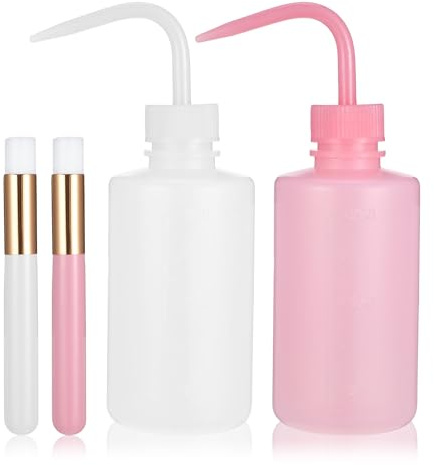 Prasacco 4 Stück Wimpernreinigungsset, Wimpernshampoo-Bürste Extensions mit Spülflasche und Bürste Wimpernverlängerung zubehör Wimpern bürste Extensions bürste Wimpernwaschflasche aus Kunststoff