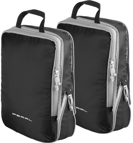 PEARL Kompressionspackwürfel: 2er-Set Kompressions-Packtaschen für Handgepäck, Größe L, 37x27x7 cm (Kompressionspacksack, Kompressionssäcke, Umhängetasche)