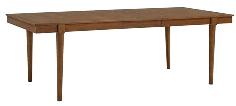 Signature Design by Ashley Lyncott Mid-Century Dining Extension Table with Removable Center Leaf, Dark Brown