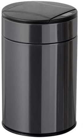 Bustards Indoor Rubbish bin 2.6 Gallon Automatic Touchless Trash Can, Round Stainless Steel Trash Can with Lid, Soft Close, Removable Liner Bin, 4 Colors basureros para cocina(Black)