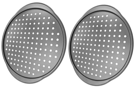 LALADEFIEE 2pezzi Teglia Per Pizza Carbonio Antiaderente e Perforata Perfetta Per Forno Resistente e Facile Da Usare