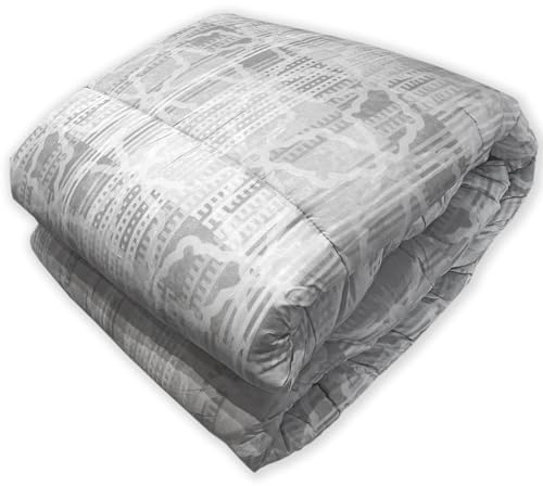 Home Tresor - Trapunta Piumino Invernale, Copriletto Piazza e Mezza Imbottito Pesante in Calda Microfibra Ultra Soffice Fantasia Stampata Geometrica Grigia Dis.10