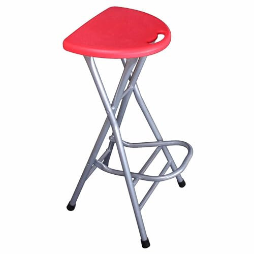 XQJLBZA 72 CM Sgabello da Bar Pieghevole Alto, Sgabelli da Pesca per Esterni con Poggiapiedi e Maniglia, Sgabello Pieghevole Portatile per la Casa Senza Schienale, Sgabelli da Campeggio(Rouge)