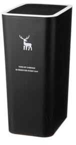 10L Bin, Plastic Garbage Container Bin with Press Top Lid, Waste Basket for Kitchen Bathroom Bedroom Living Room Office,Waste Paper Bin (Black)