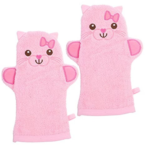 HAPINARY 2 Stück Badehandschuhe Katzenmotiv Großzügig Peelinghandschuhe Für Babys Kinder Hautfreundlich Weicher Baumwollstoff Bad Zubehör