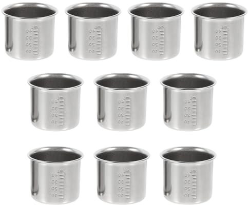Amosfun 10 Piezas Taza De Medicina Hospitalaria Vaso Medidor Con Escala Vaso Medidor De Escala Herramienta De Medidas Con Escala Taza De Medicina De Metal Silver Acero Inoxidable 430
