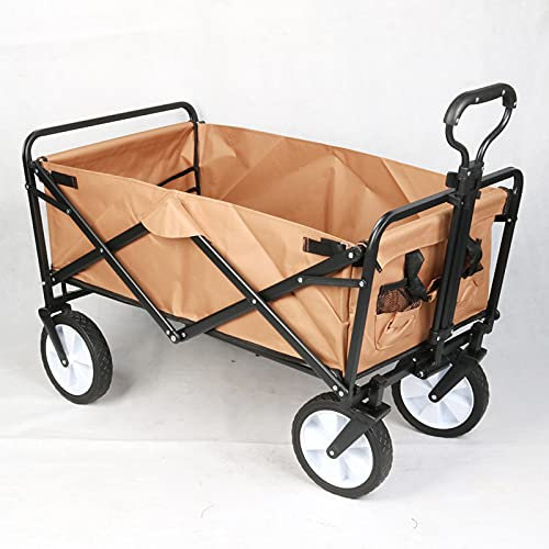 Beach Garden Trolley Cart Large Capacity Collapsible Wagon Cart with Telescoping Handle Compact Outdoor Wheelbarrows for Camping Garden and Beach Use,Red