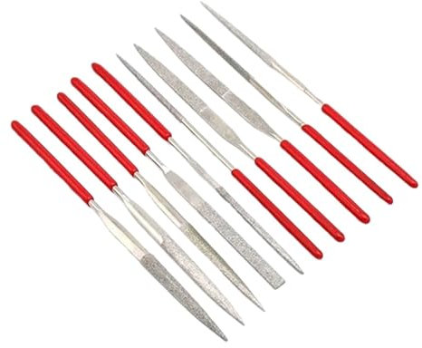 Herramienta de Archivo de Metal Juego de 10 limas de aguja pequeñas con revestimiento de diamante de 140 mm de largo y 3 mm de ancho for cerámica, vidrio, piedras preciosas, manualidades y pasatiempos