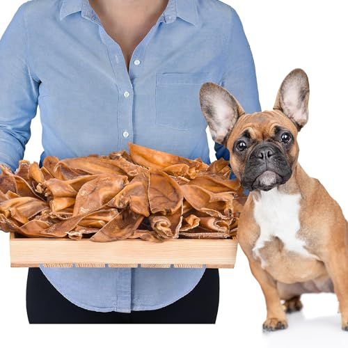 Halbe Schweineohren für Hunde 50 Stück (1kg) | Natürliche Kausnacks aus Schwein | Getreidefrei & Luftgetrocknet | Langanhaltender Kauspaß | Gesunder Snack für alle Hunderassen