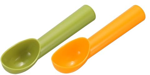 sourcing map 2 palette in plastica per gelato, frutta, anguria, utensili da cucina per gelato, yogurt, cupcake, melone, arancione e verde