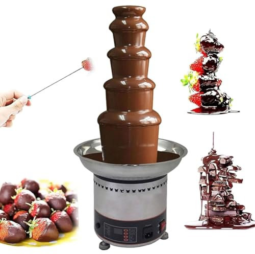 Electric Chocolate Fountain with Digital Temperature Control, Stainless Steel Melting Machine for Home Parties and Events
