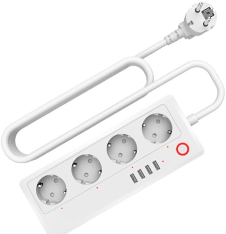 Uxsjakjsd Europäische Standard-Steckdosenleiste Tuya Smart-Steckdosenleiste 4 USB-Anschlüsse Unterstützen Schnelles Aufladen EU-Stecker