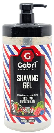 Gabri Shaving Gel 1500ml, Transparent, No Foam, Ultra Sensitive Shaving Gel for Men, Moisturizing, Soothes, Protects, Clean Skin, Professional Barbers, Berry Fresh Shave (Forest Fruits)