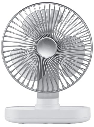 INLANDSIS Rechargeable Oscillating Table Fan, 4000mah USB Powered 4 Speeds, Small Quiet Portable Folding Fan, Air Circulator for Home Office Bedroom Travel Indoor Outdoor (Silver)
