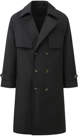 Allthemen Trench Coat Uomo Doppio Breasted Classico Cappotto Business Media lunghezza con Cintura Parka Revers