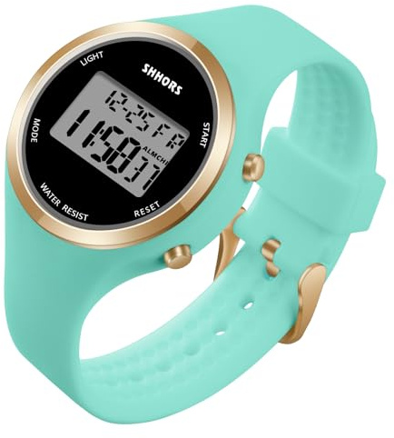 OFFCUP Digitala klockor för kvinnor, digital LED-klocka för damer, silikonrem, elektroniska damklockor, utomhussport, mode, armbandsur med väckarvecka, LED-ljus för kvinnor flickor