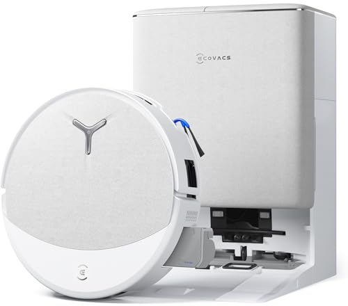 ECOVACS DEEBOT T90 Pro Omni Robotdammsugare, 30 000 Pa, Charge PowerBoost, OZMO Roller 3.0, ZeroTangle 4.0, rengöring med varmt vatten vid 75 °C, IA YIKO agent, automatisk tömning, vit