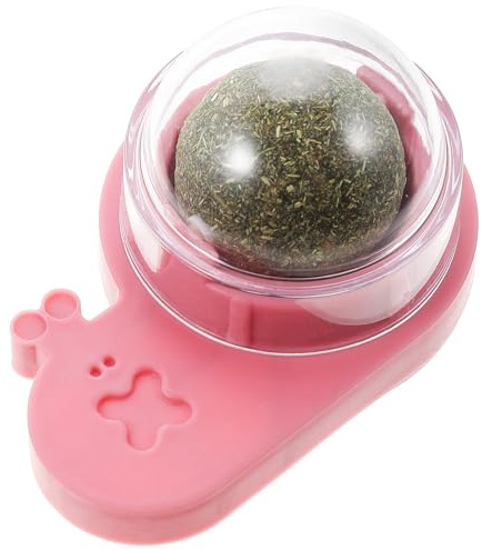 BAZEITFLOW Rotating Pink Silvervine Catnip Ball for Indoor Cats, Small Lickable Cat Treat for Kitten Chewing and Dental Care