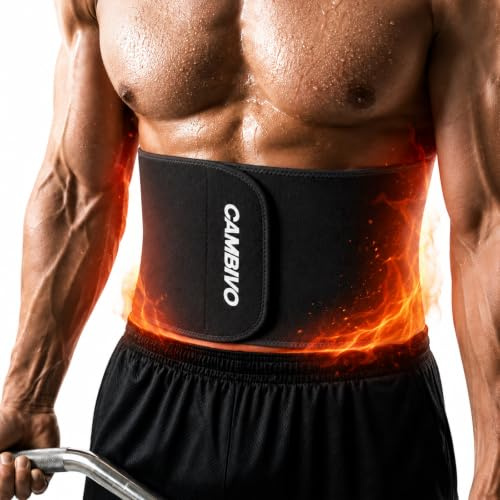 CAMBIVO Bauchweggürtel Damen Herren, Breiter Neopren Bauchgurt | Schwitzgürtel für Bauch und Taille, Verstellbarer Fitness Gürtel für Training, Workout, Laufen, Cardio und Sport