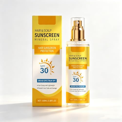 Hair & Scalp Sunscreen Spray SPF 30, Leichtes Sonnenschutzspray für Kopfhaut & Haar im beim Strandsport und Wandern, Nicht fettende Formel, Wasserfest (1PC)