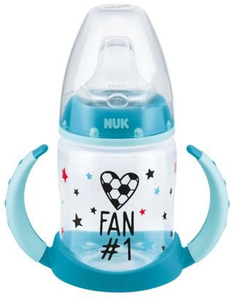 NUK First Choice - Borraccia per imparare a bere con calcio, edizione calcio, 6-18 mesi, 1 pezzo, 150 ml, colore: Turchese