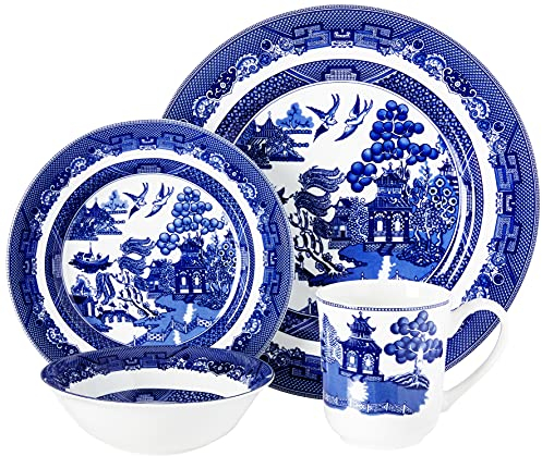 Johnson Brothers Willow Blue 4 Piece Place Setting, Blue and White