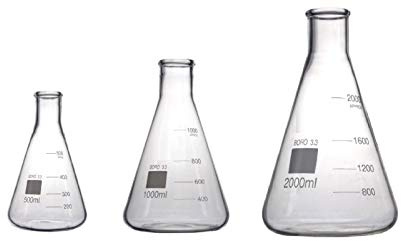 Rocwing Graduée Conique Erlenmeyer Falcon en Verre Borosilicate 3.3 (500ml+1000m+2000ml)
