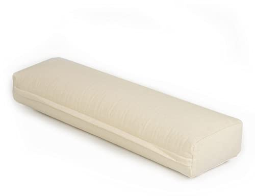 Yoga Studio EU Pranayama - Cojín de alforfón (18 cm x 63 cm x 10 cm), color crudo para meditación y yoga, con funda de algodón orgánico, cojín ligero