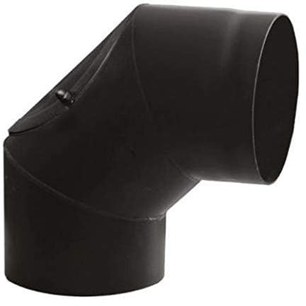 rg-vertrieb Ofenrohr 90° Bogen Knie mit Tür Ø 160 mm – 2mm Stahlrohr Rauchrohr Abgasrohr Senotherm Schwarz für Kaminofen Heizung