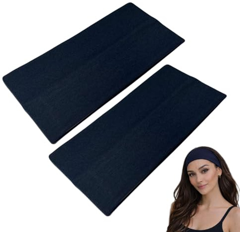 WESTEND CHOICE Extra breite Stirnbänder, 11 cm, einfarbig, dehnbar, Kylie-Stirnband, 2 Stück, Unisex-Bandeau-Stirnbänder für Damen und Herren, weiche Haarbänder, Yoga, Bandana, Stirnband, navy, 1