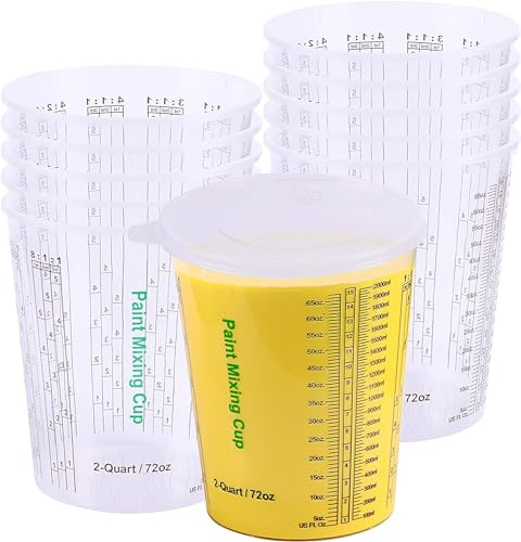 CANOPUS Mehrzweck Lackmischbecher Mit Deckel für Farbe, Polyester, Epoxid und Harz, 2130ml (12er Packung) Plastikbecher, Kunststoff Messbecher mit 3 Deckel, Labor und Malerei Zubehör, Paint Mixing