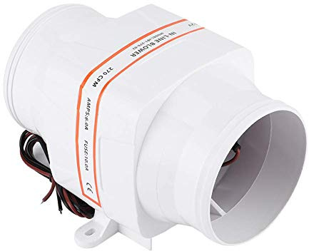 Bilgenluftgebläse Marine 4 Zoll 12V 270CFM Weißes In-Line DC elektrisches Lüfterboot Zubehör EVGATSAUTO Bilgenluftgebläse
