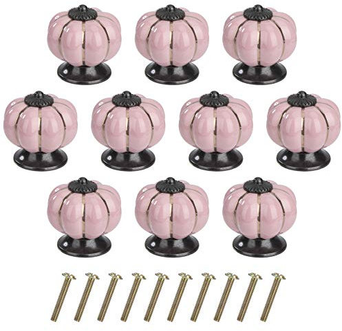 MengH-SHOP Pomolo per Mobile di Zucca Pomelli per Porta Ceramica Maniglia per Armadietto con Viti per Porte Armadietti Cassetti e Guardaroba Accessori Mobili 10 Pezzi Rosa