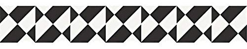 Bordure de papier peint Noir et blanc simple Décoration murale amovible Frise Murale Autocollant en PVC Plinthe Autocollant imperméable 12cm X 500cm