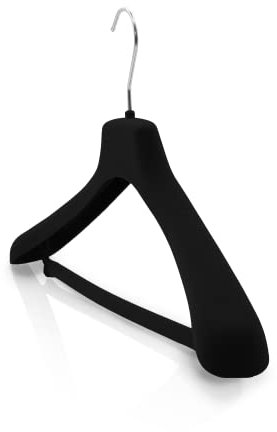 Kiroplast 12 Kleiderbügel aus Samt Rot Schulterstange Hose rutschfest Krücken Mäntel Jacken 42 cm (Schwarz)