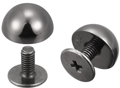 sourcing map 10 Sätze 10x6mm Runde Nieten Taschenfüße Pilznieten Metallnieten Nieten mit Schraubverschluss, Solide Rundkopf Ledernieten Schraubnieten Hohlrundkopf Ledernieten Schwarz
