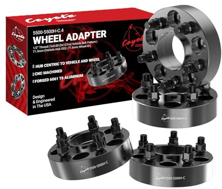 4 Pcs Hub Centric Wheel Spacers Adapters 5x5 5x127 1.50 Inch Thick 71.5mm Hub 1/2 Thread Stud Fits Jeep Commander ｜ Grand Cherokee ｜ Wrangler