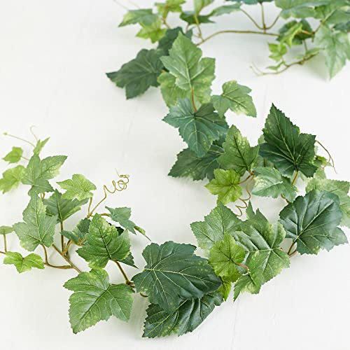 Factory Direct Craft Grape Leaf Artificial Ivy Garland Greenery - Indoor/Outdoor Tuscany Vineyard Winery Hanging Grape Leaves Plant for Home Porch or Patio Decor (60 L)